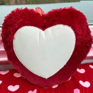 Plush Heart-Shaped Cushion with Customizable Center Panel