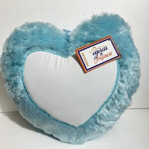Premium Customizable Heart-Shaped Fur Cushion – White Center Panel for Personalization