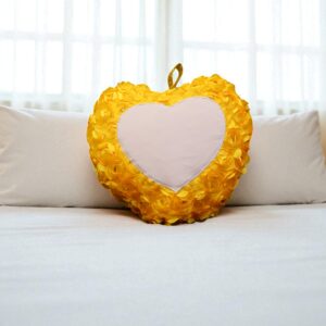 Personalized Heart Cushion with Yellow Rose Petals – Sublimation Photo Print